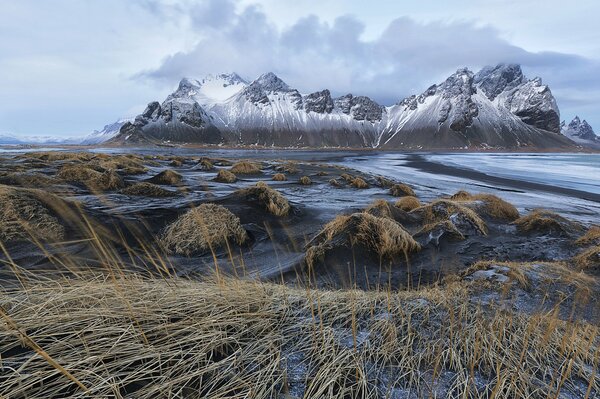 Sea bay on the background of mountains