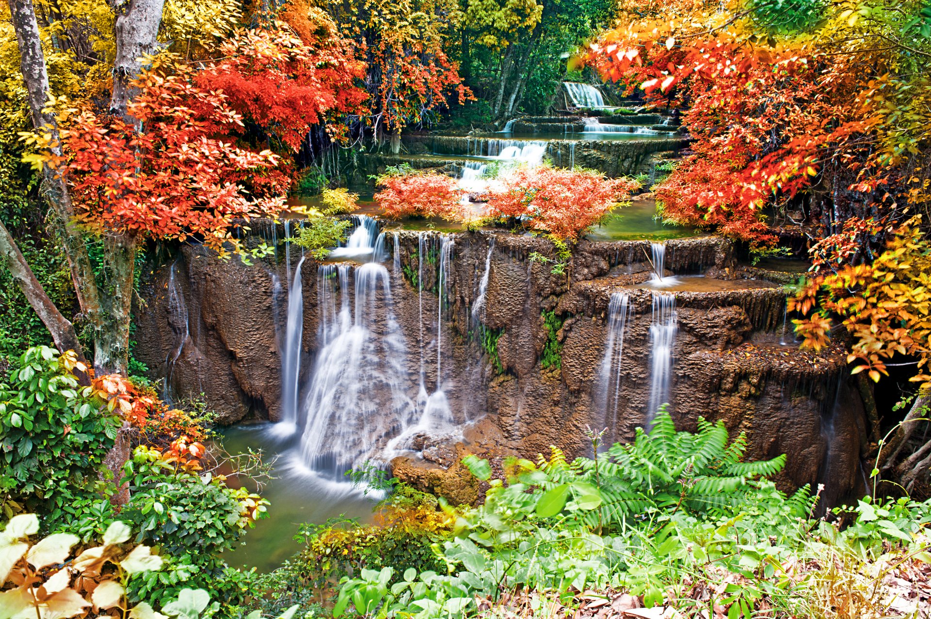 otoño cascada piedras agua