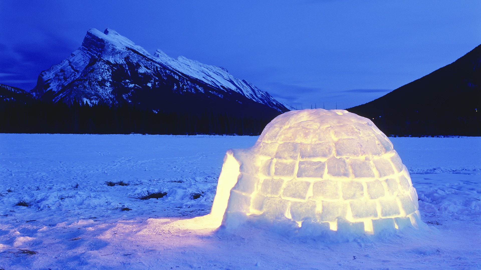 igloo góry śnieg zima światło