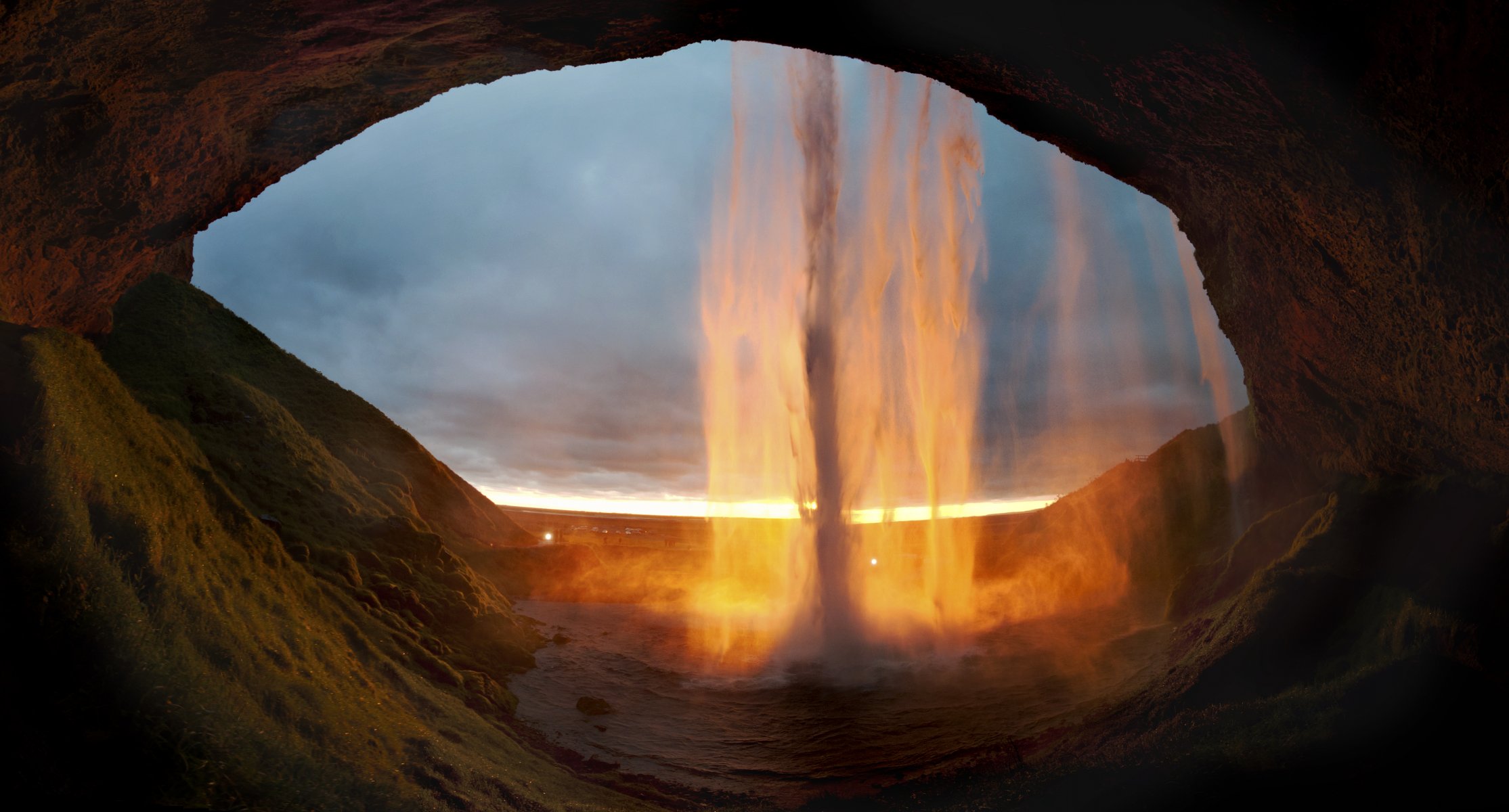 wasserfall natur wolken gewölbe höhle