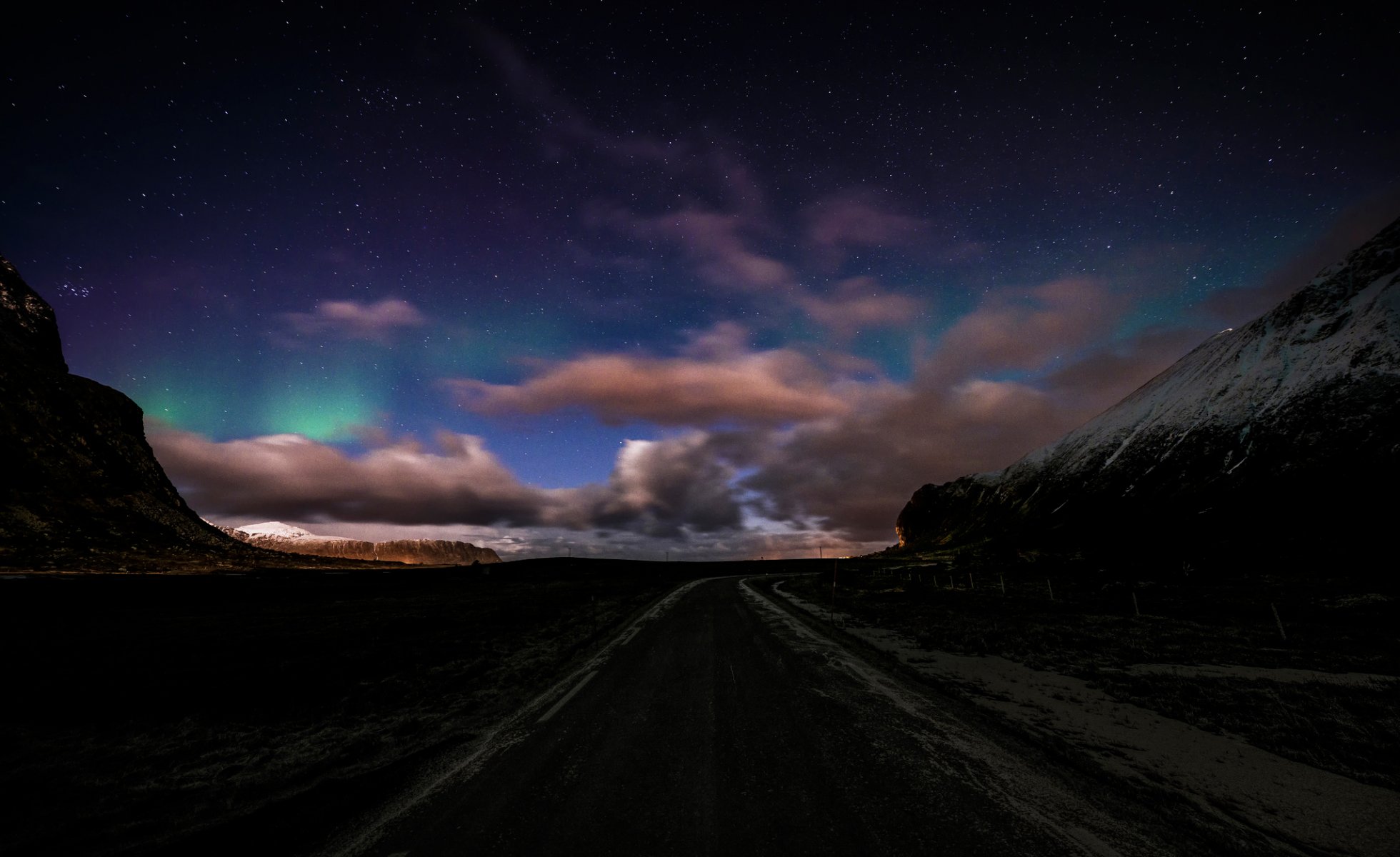 noruega cielo nubes carretera