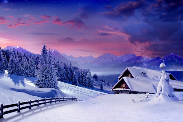 Paysage d hiver cabane de neige