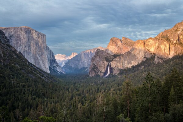 Parque nacional de Yosemite quema borde, montaña, bosque