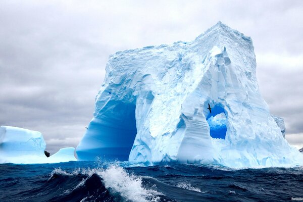 Iceberg in the sea. Ice and water