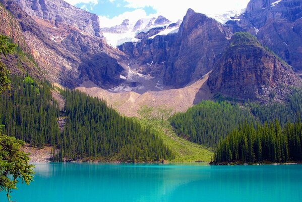 Lago en Canadá un lugar fantástico con bosques y montañas