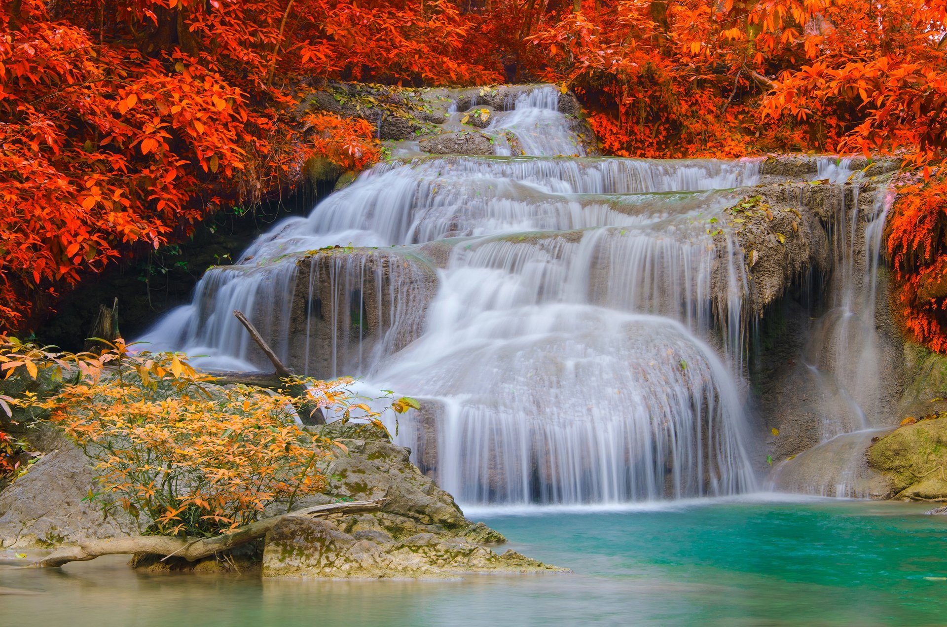 cascade nature eau automne paysage