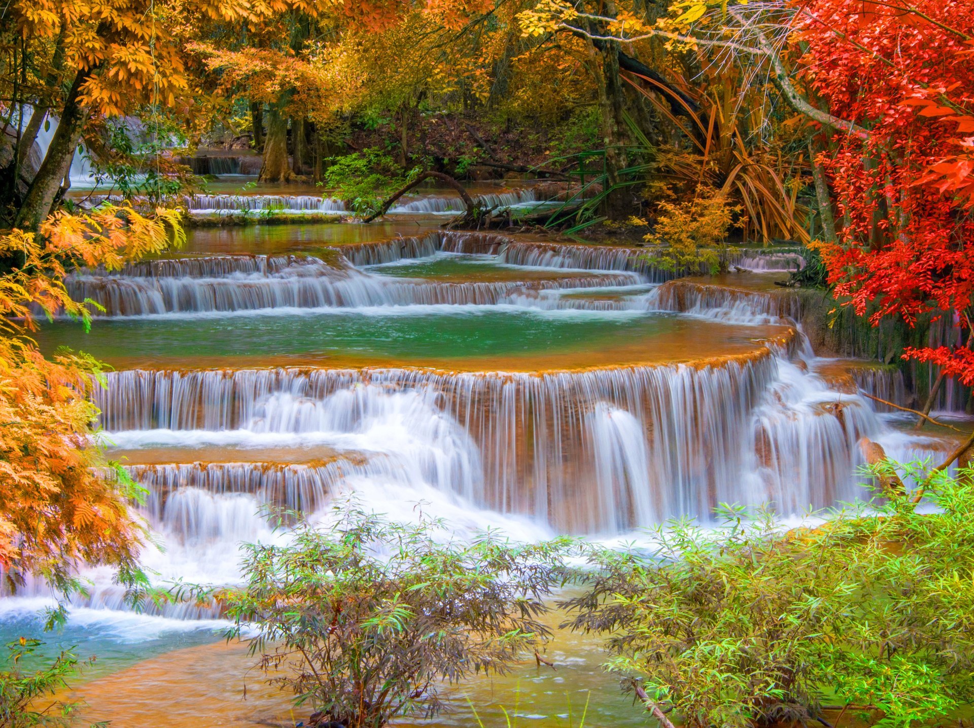 waterfall nature water autumn landscape beauty