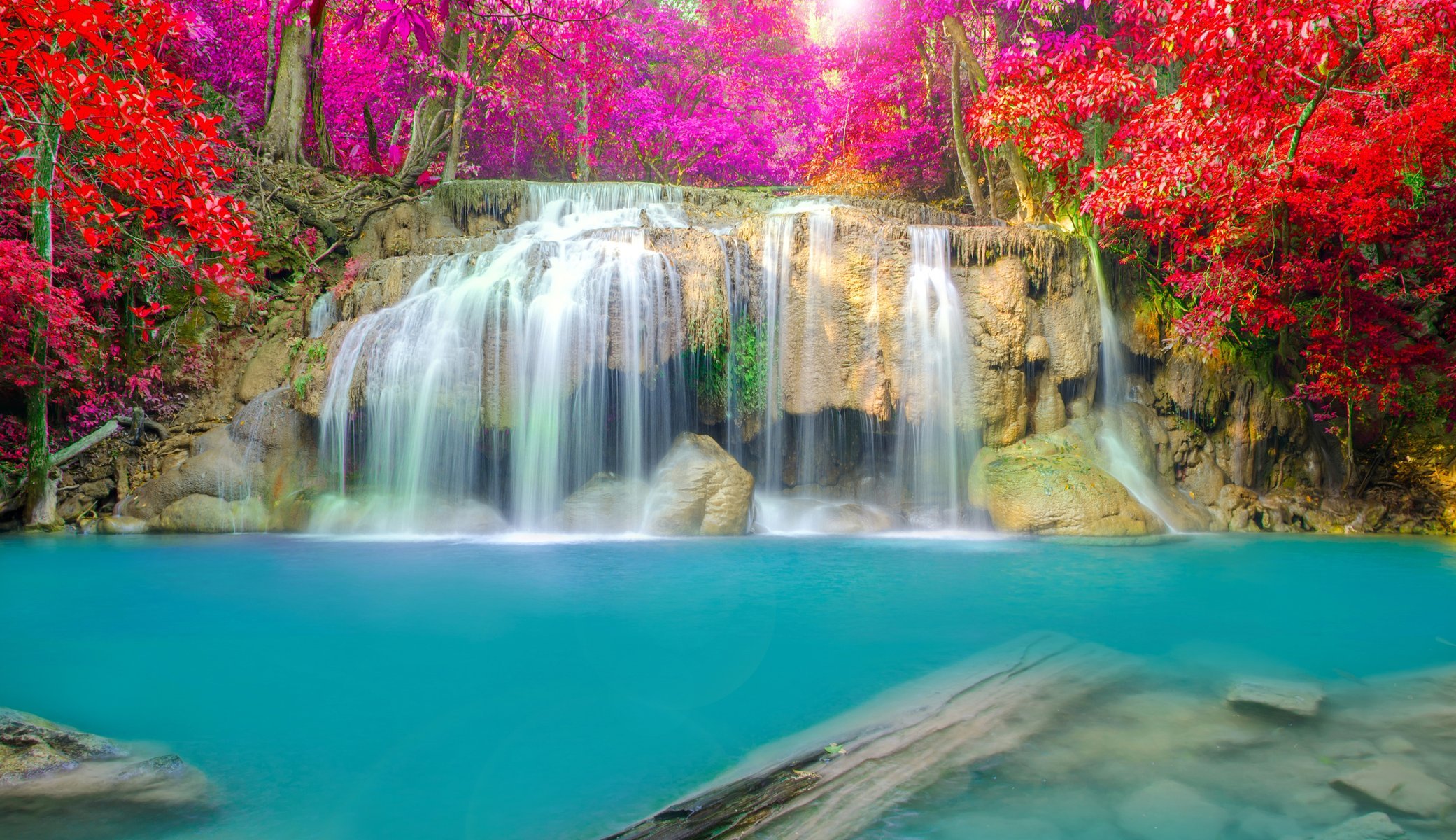 waterfall nature water autumn landscape