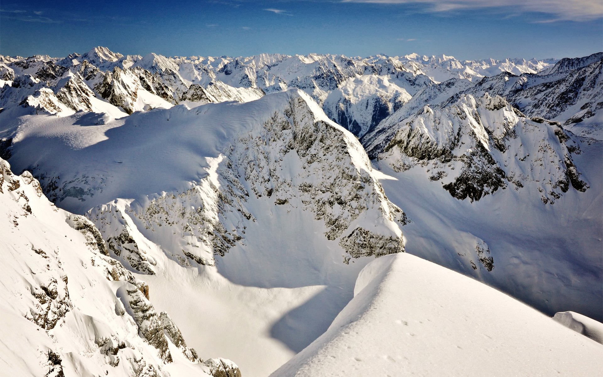 berge schnee grat gipfel draufsicht