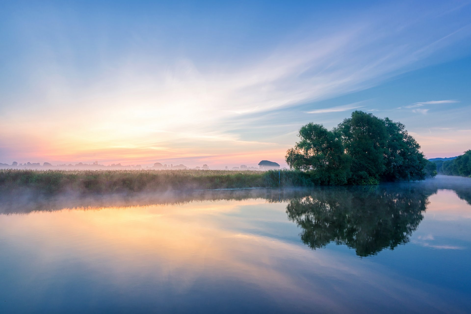 england worcestershire avon river nebel morgen sommer