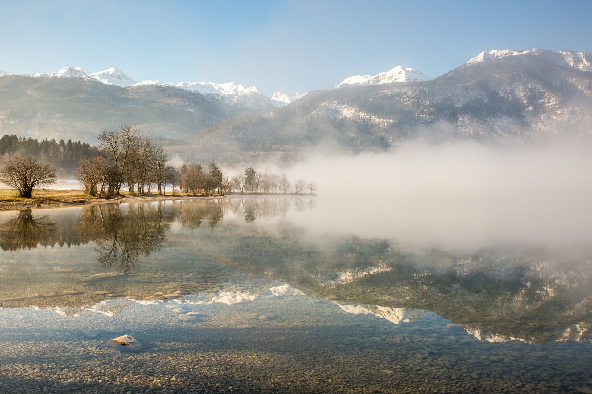 bohinj slovenia morning fog