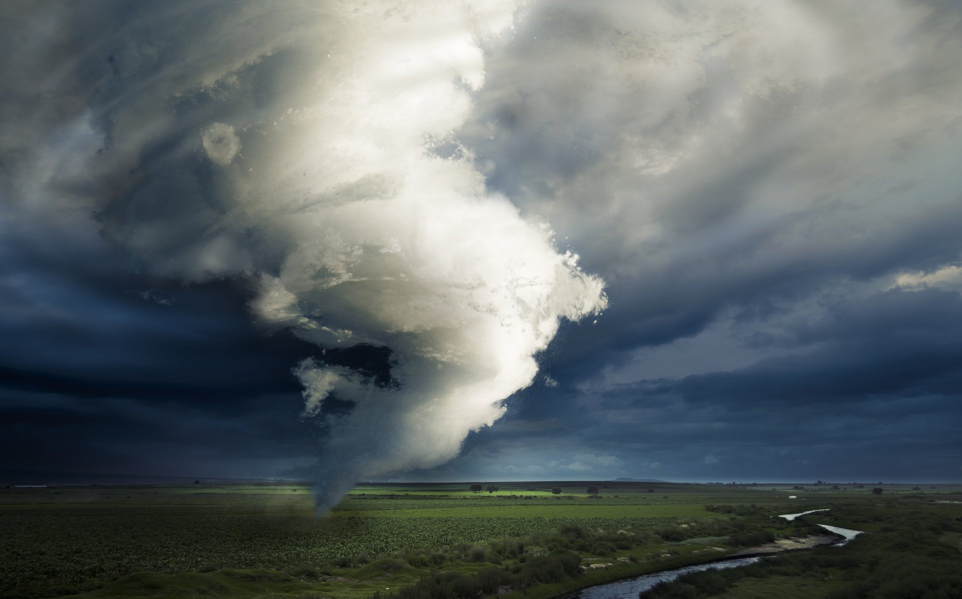 fluss ebene grün tornado hurrikan