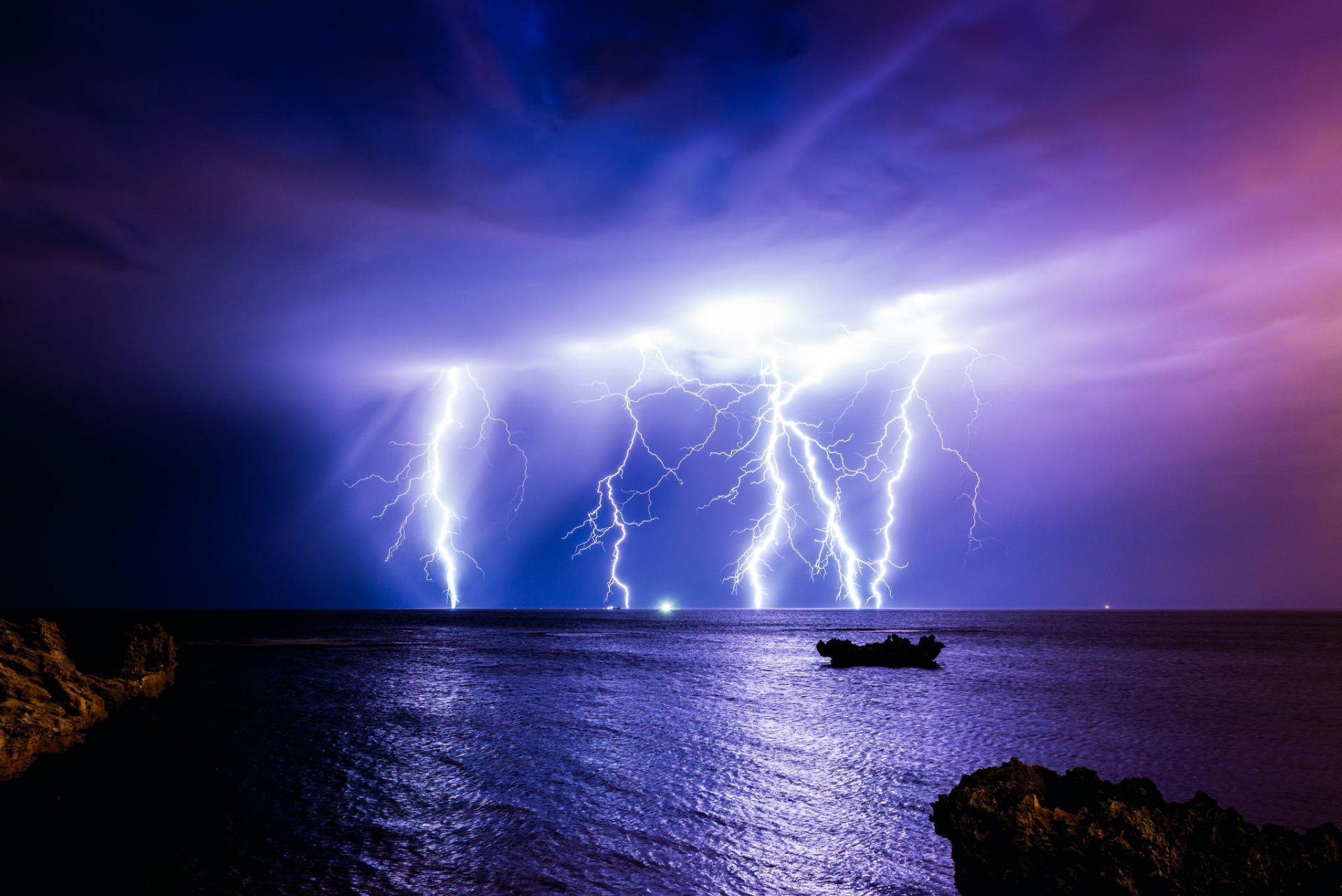 australien ozean gewitter blitz sturm nacht wolken natur