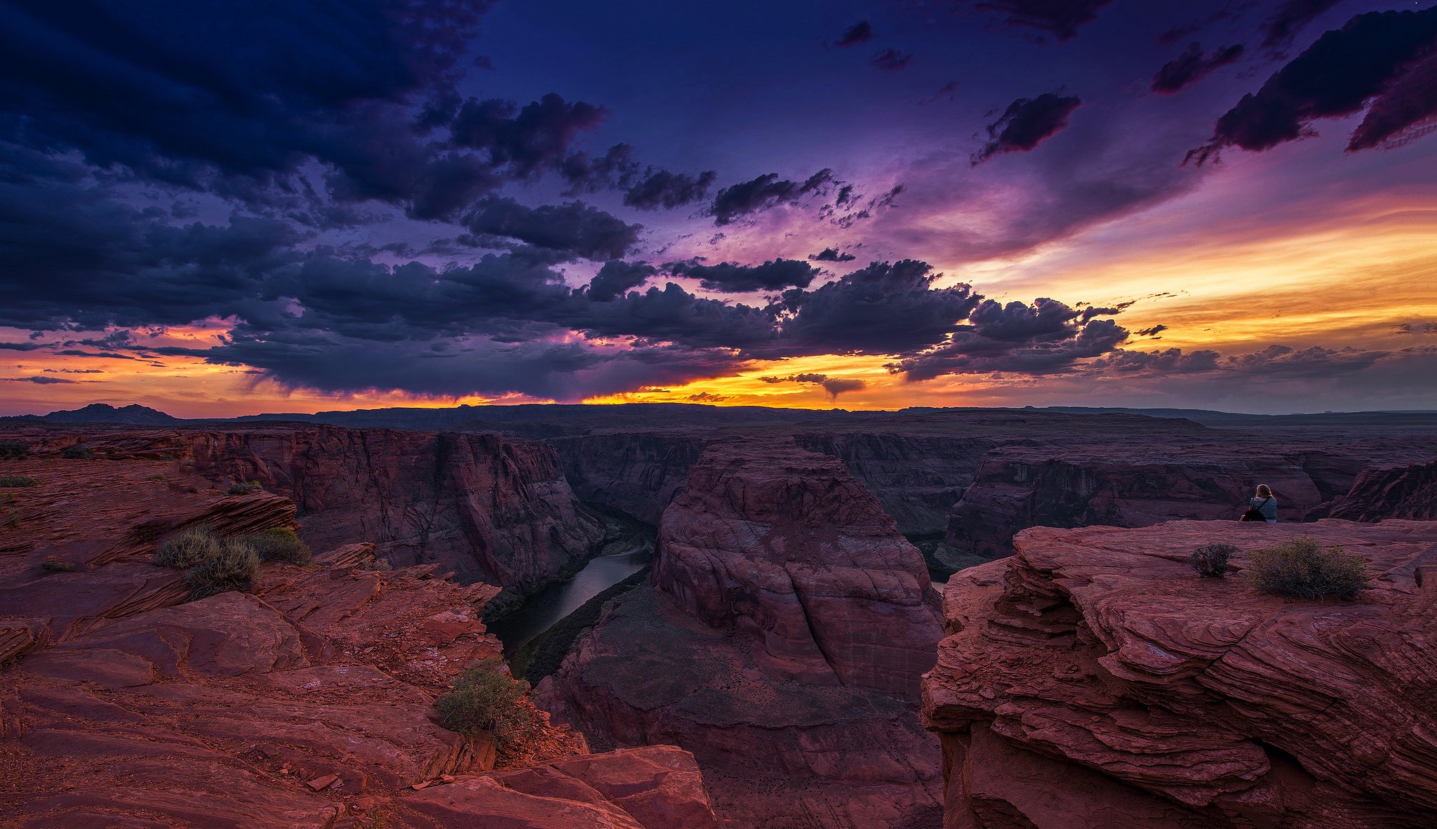 herradura bend arizona colorado gran cañón estados unidos rocas nubes puesta de sol paisaje