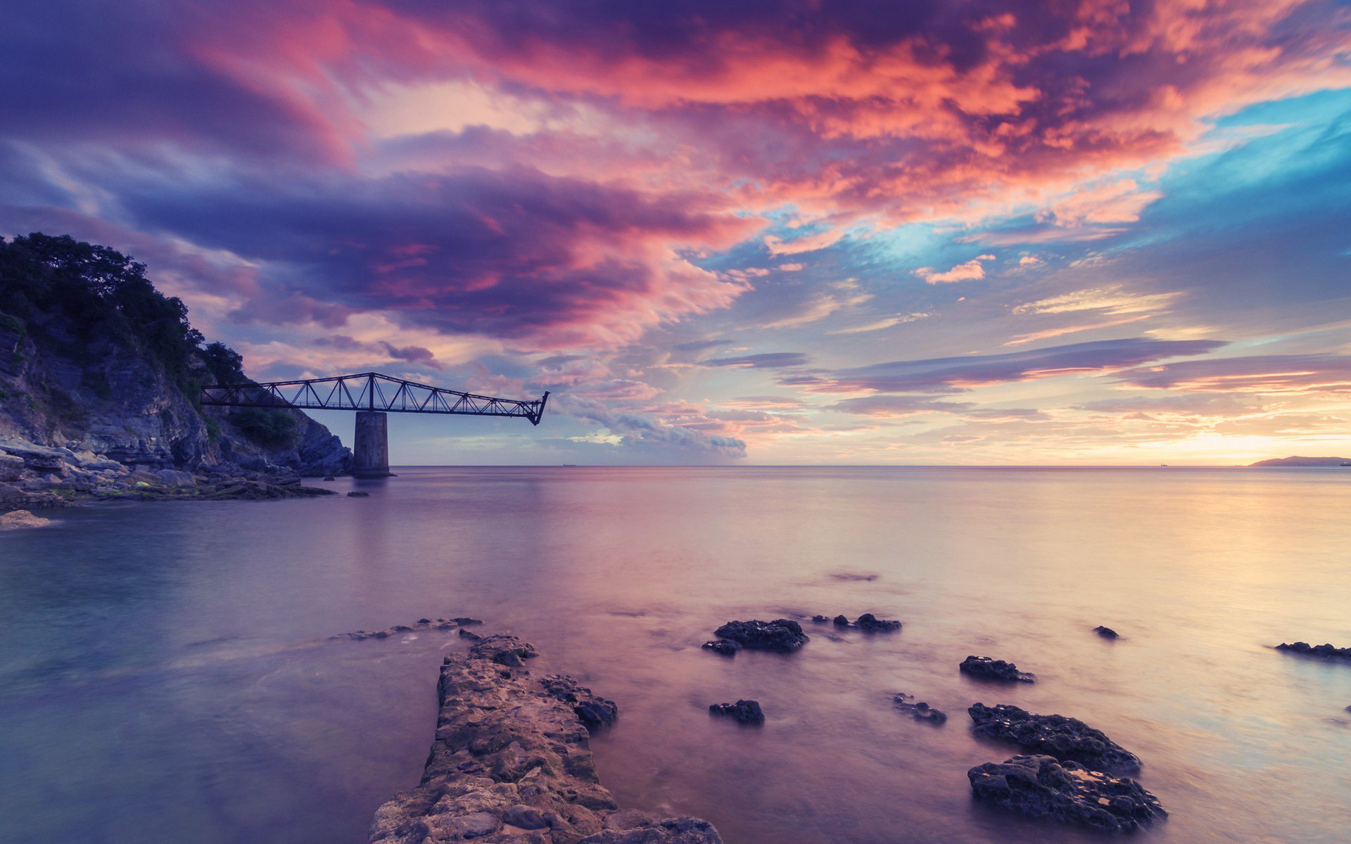 nubes agua roca océano cielo sueños naturaleza colorido