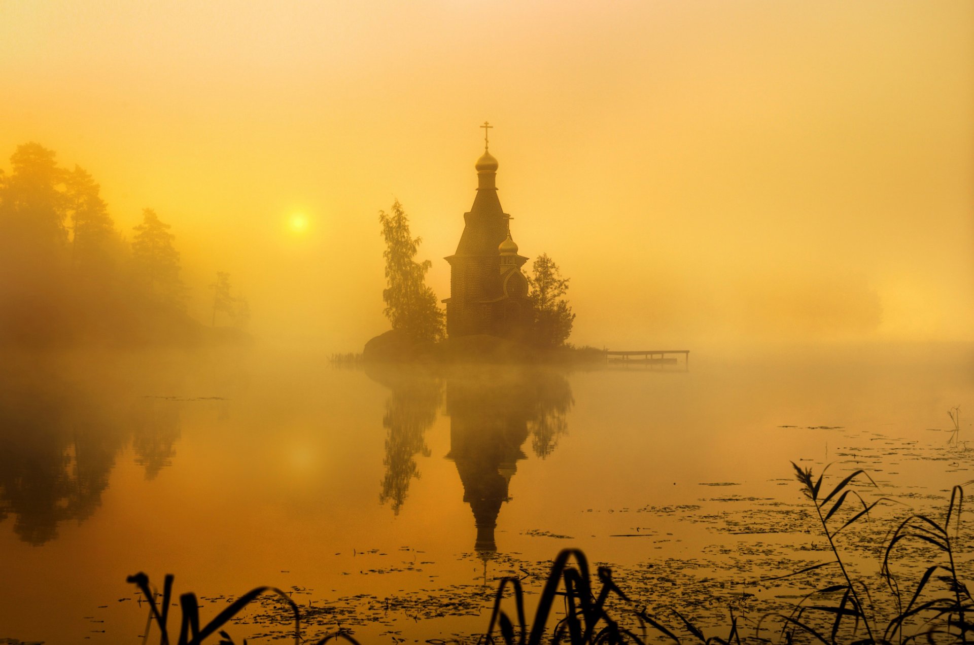 vuoksa russland andreas-kirche morgen nebel