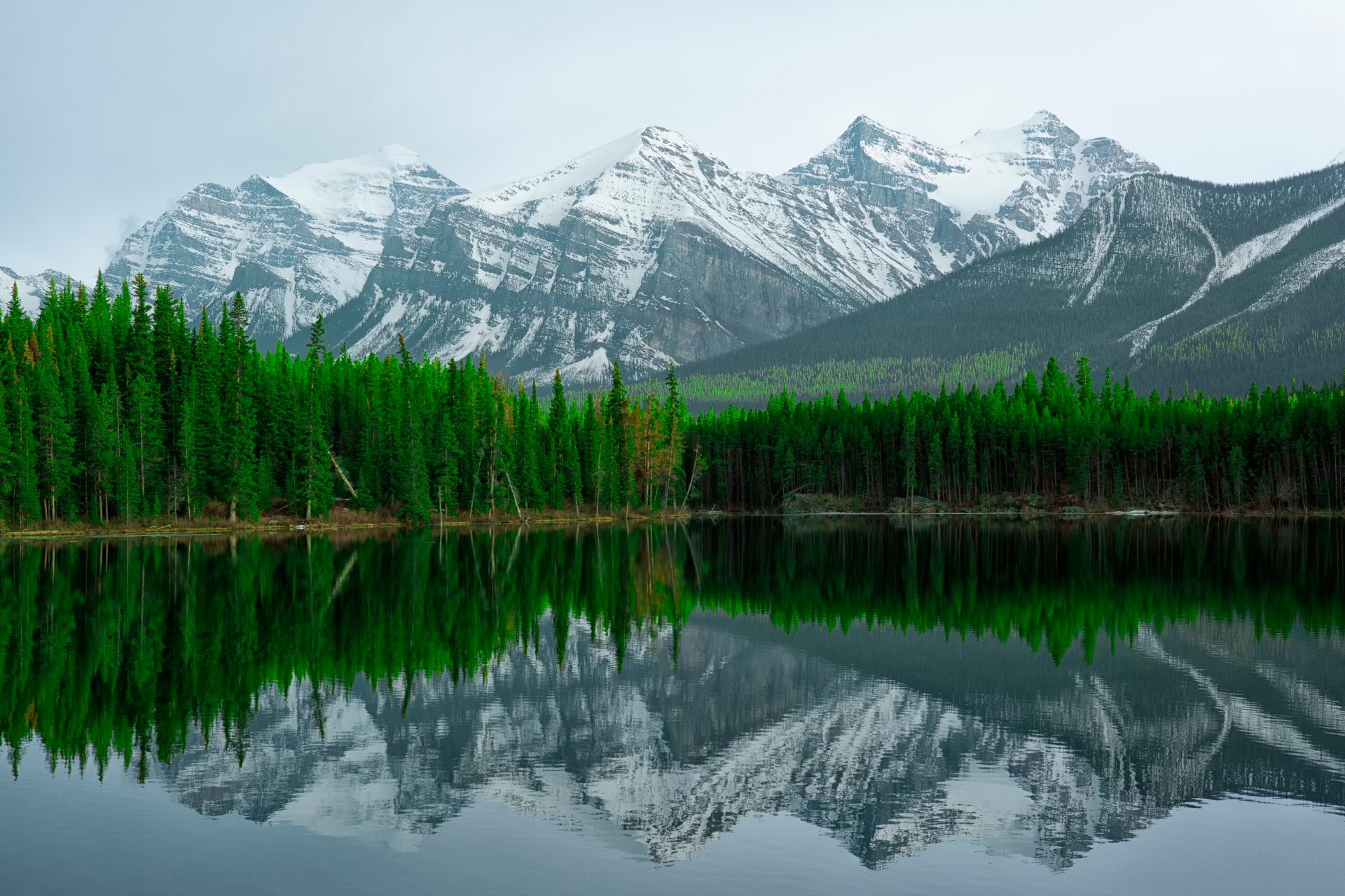 lac herbert lac montagnes réflexion