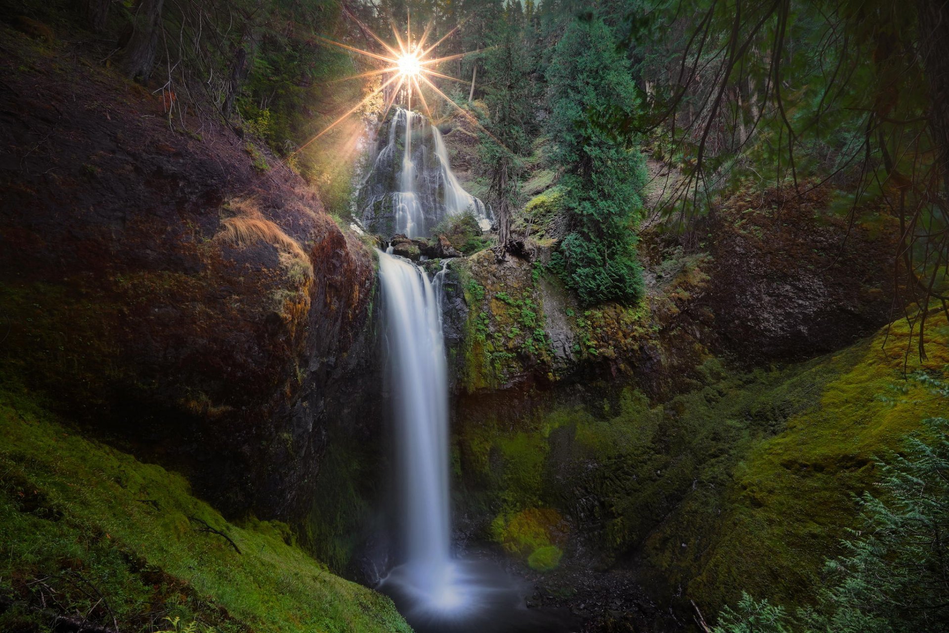 falls creek falls falls creek gifford pinchot riserva nazionale carson washington stati uniti foresta cascata sole natura