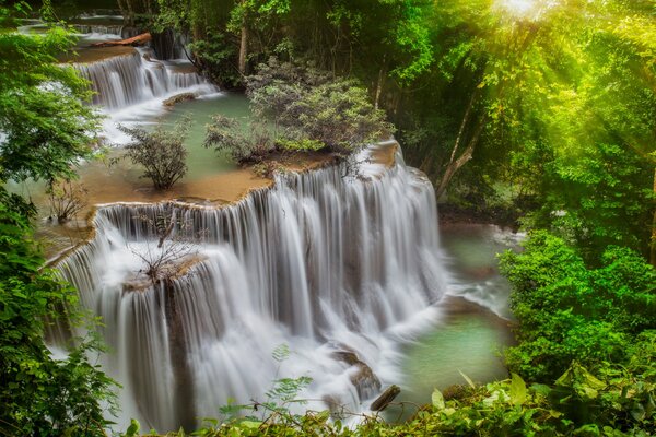 Wasserfall in Thailand im grünen Dschungel