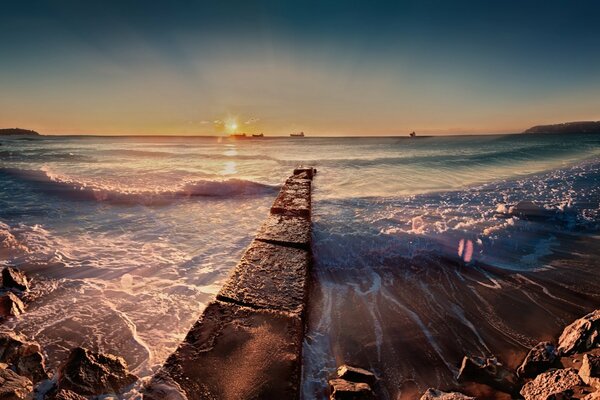 Surf in Bulgaria at dawn