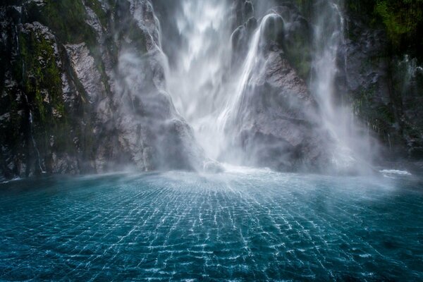 Wonderful nature with a waterfall and rocks