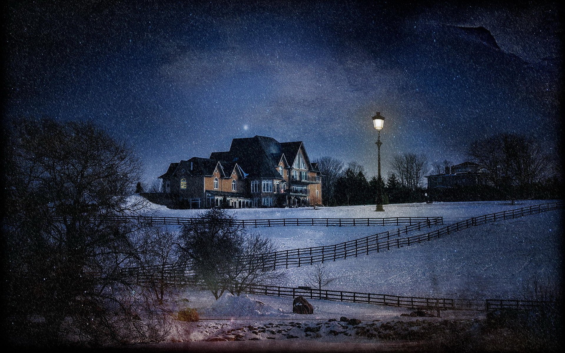 notte lanterna casa neve movimentazione