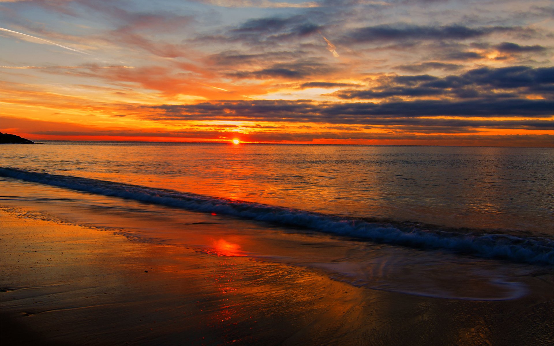 puesta de sol mar sol nubes