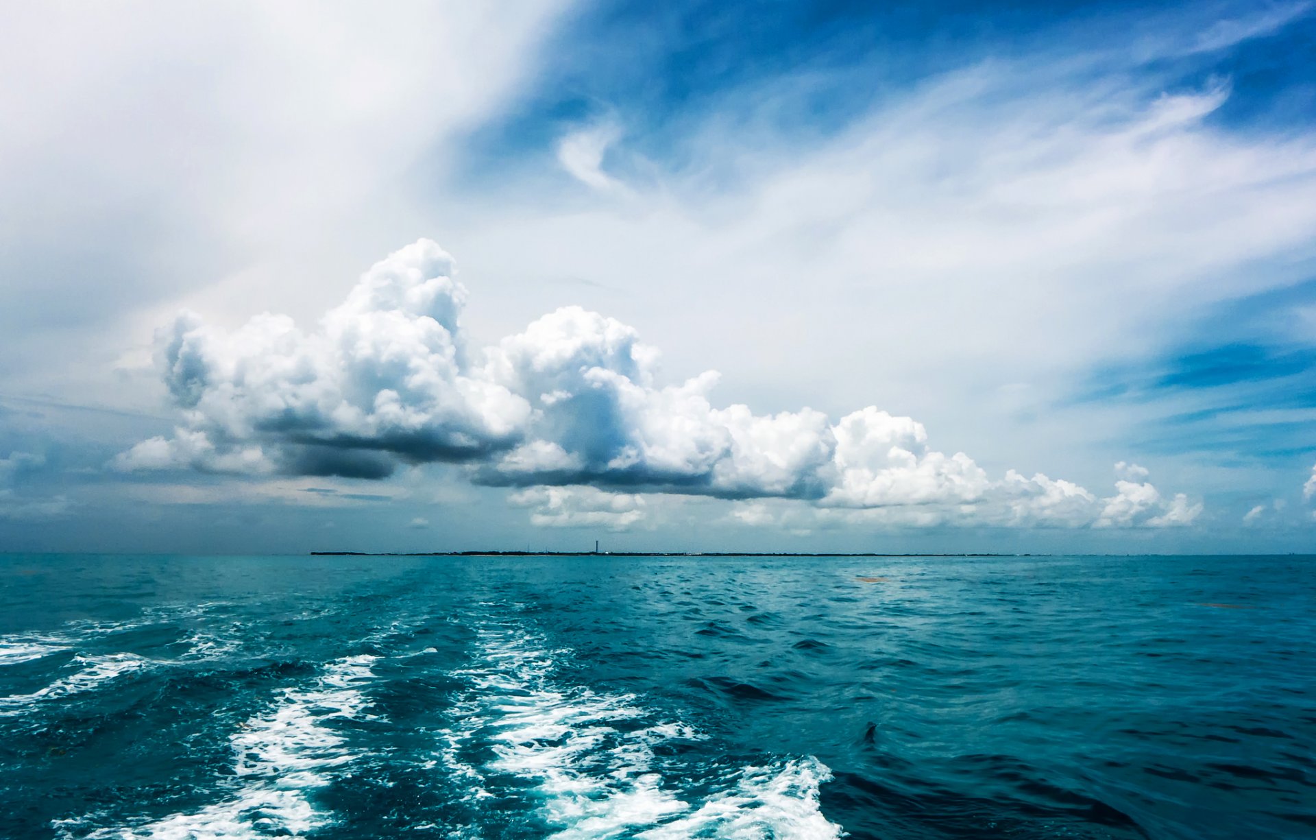 ocean water horizon waves clouds clouds nature