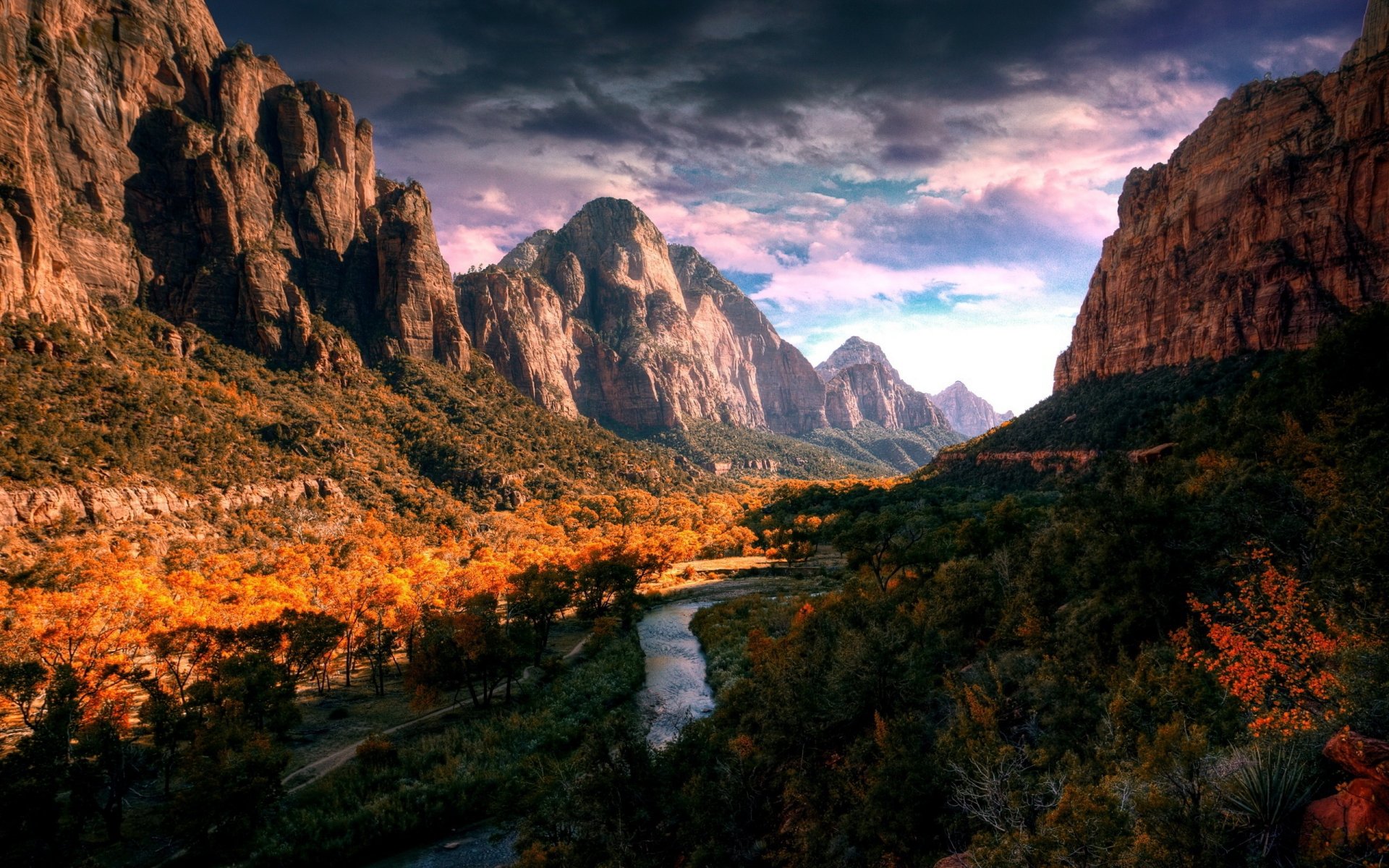 herbst natur berge wald fluss