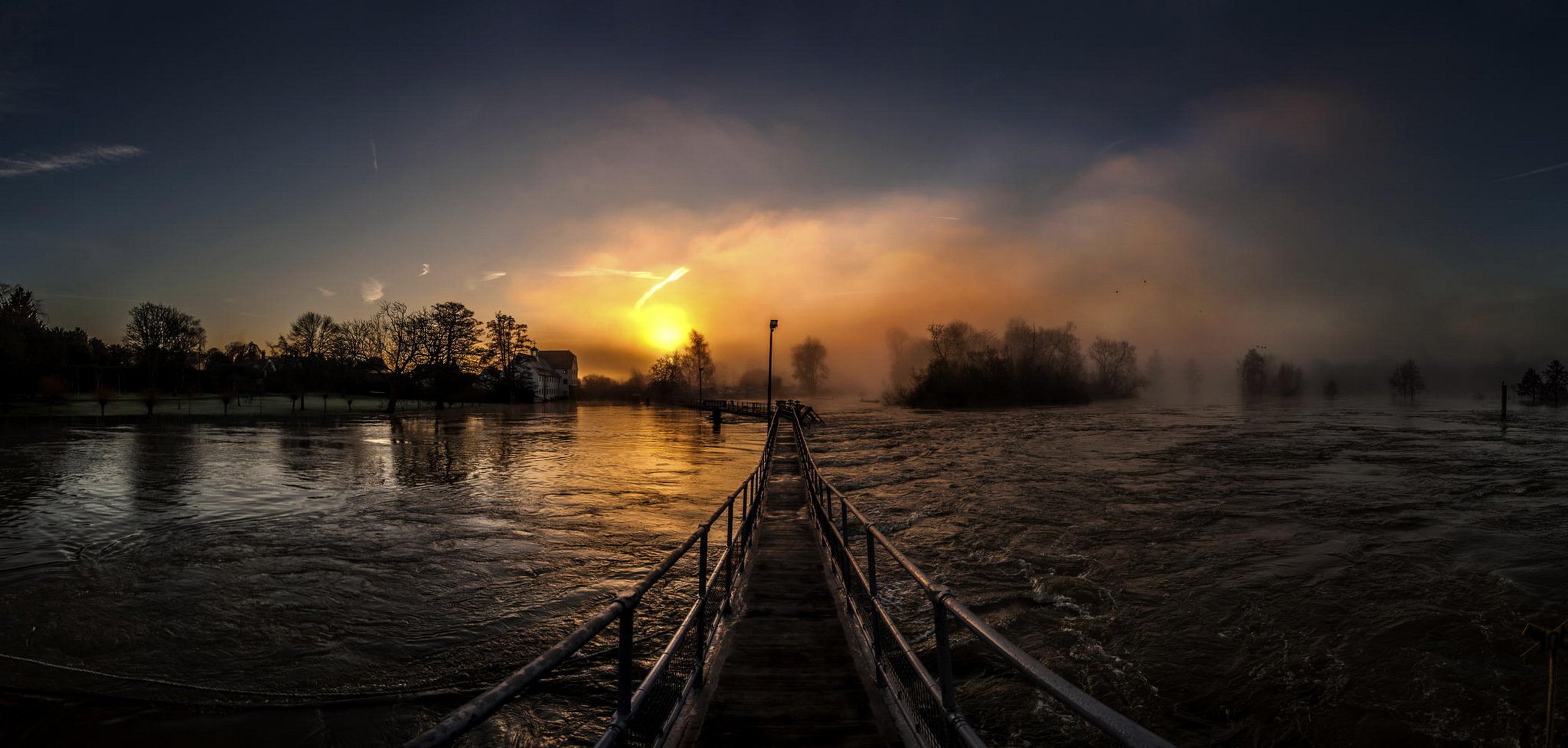 fluss brücke sonnenaufgang sonne