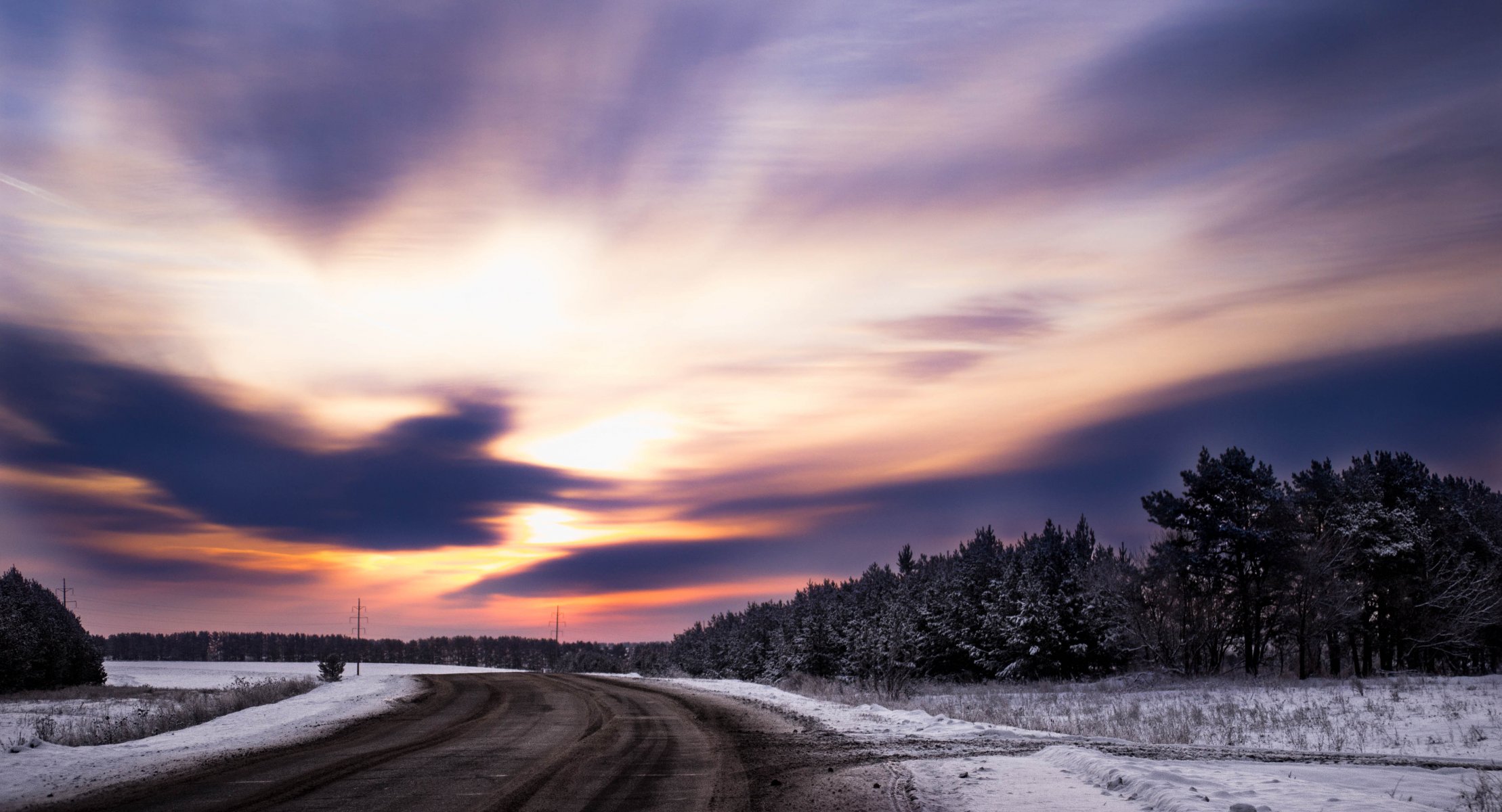 schnee winter schönheit natur wald bäume gras sonnenuntergang himmel straße wolken licht sonne morgendorfer