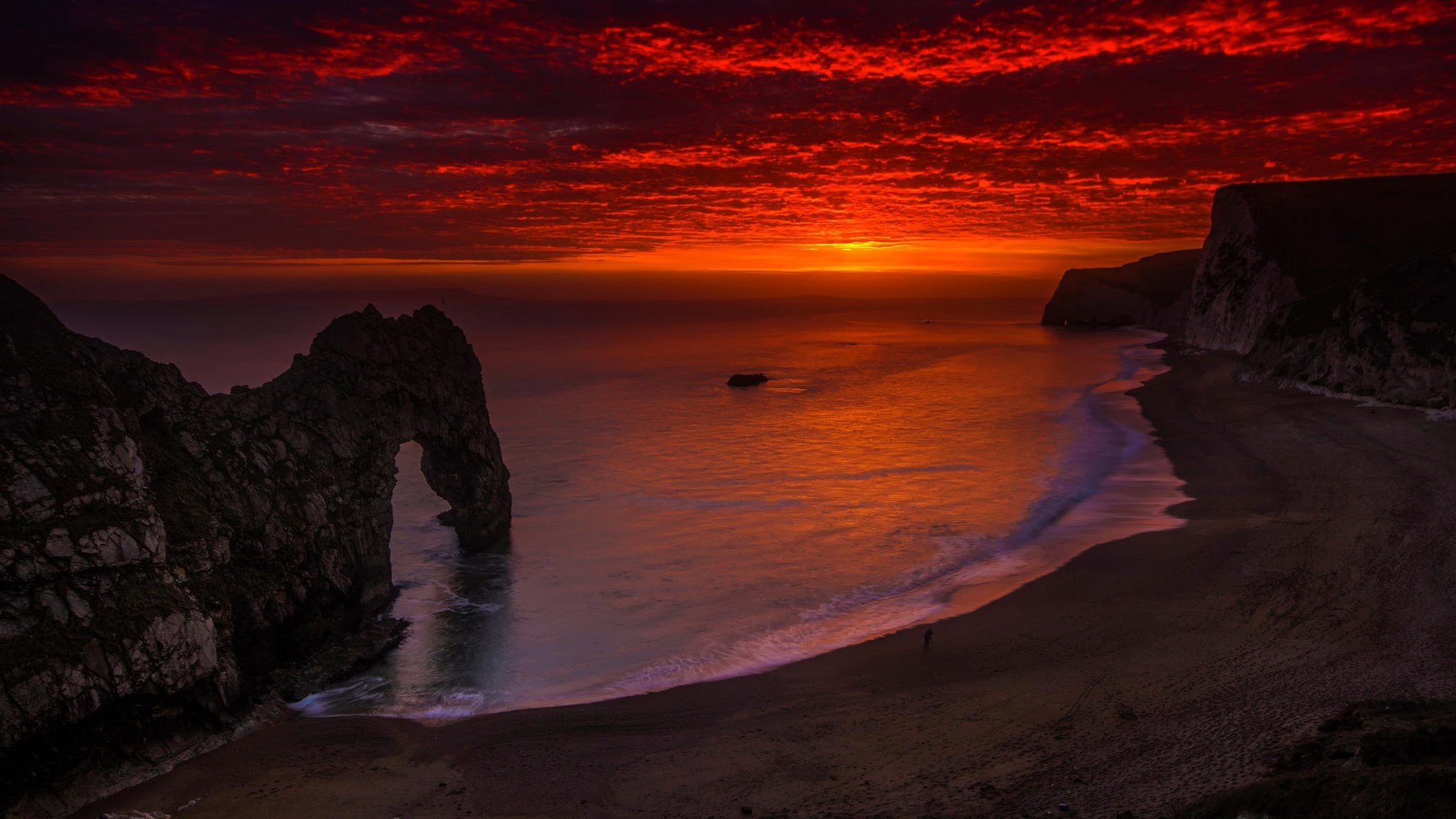 durdle door limestone rock gate england sunset