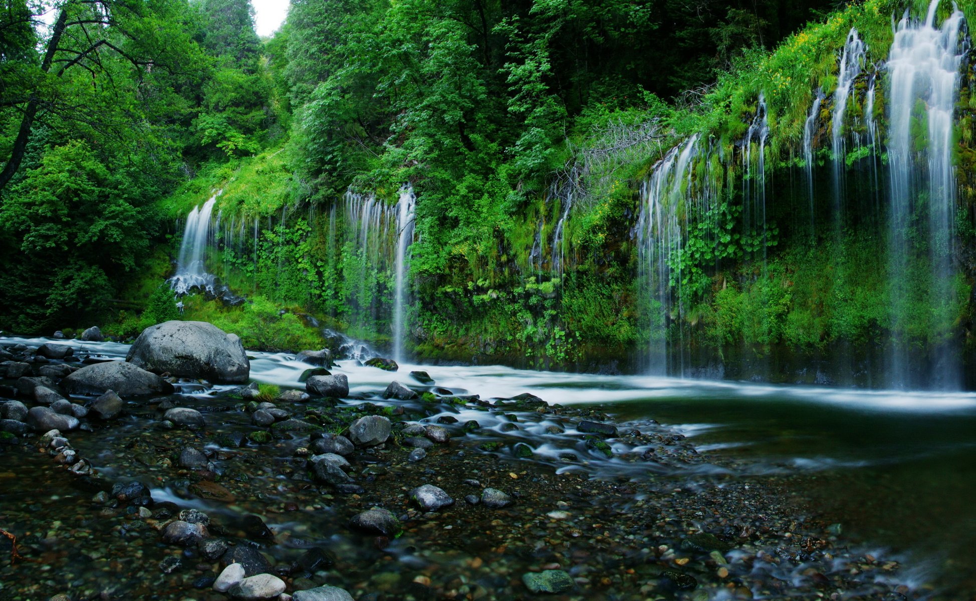 états-unis waterfals mossbrae californie nature cascade eau pierres arbres