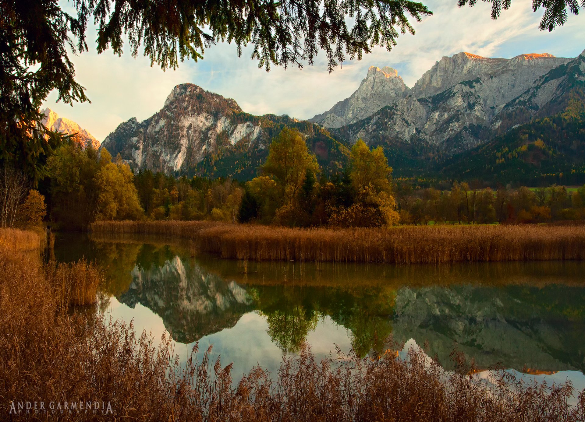 naturaleza montañas río bosque otoño