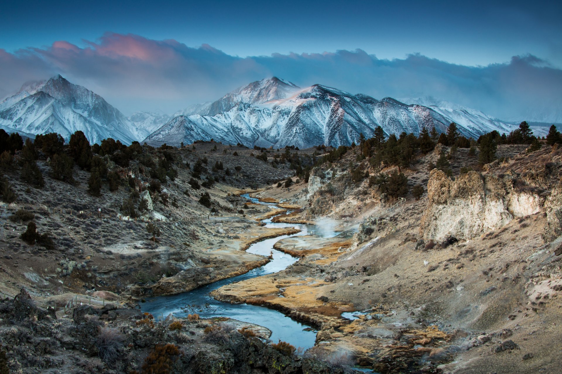 kalifornia wschodnia sierra nevada górski kanion gorący potok