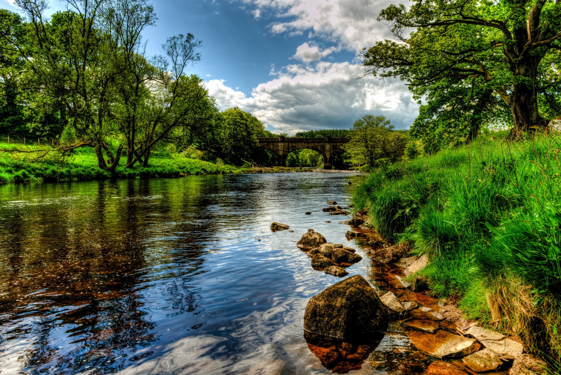 fiume inghilterra paesaggio bolton wharf erba hdr natura