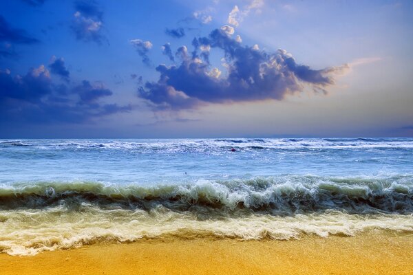 Waves from a storm near the seashore