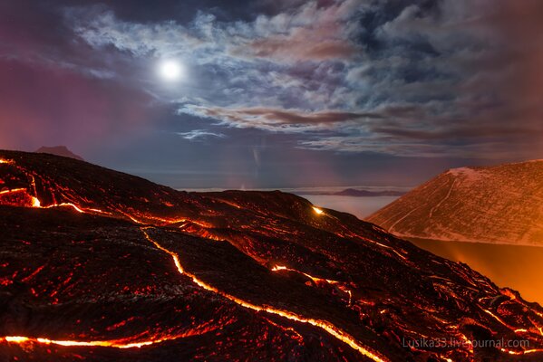 Volcán caliente en Kamchatka