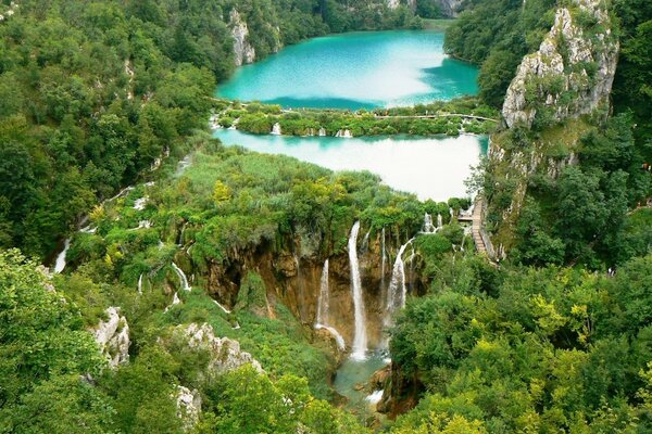 Lake and waterfall. Croatia. Landscape