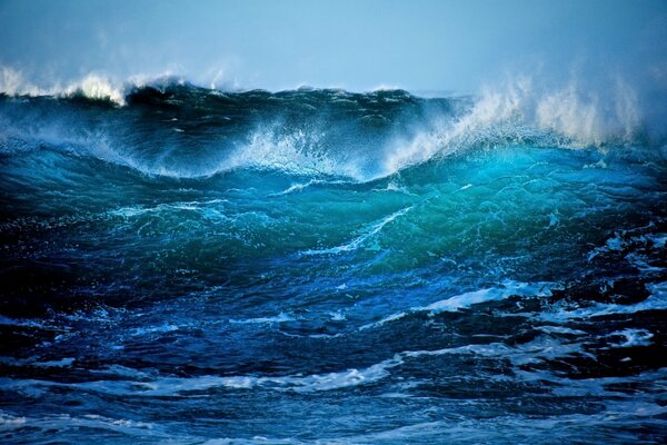 Raging elements in the ocean near Northern Ireland