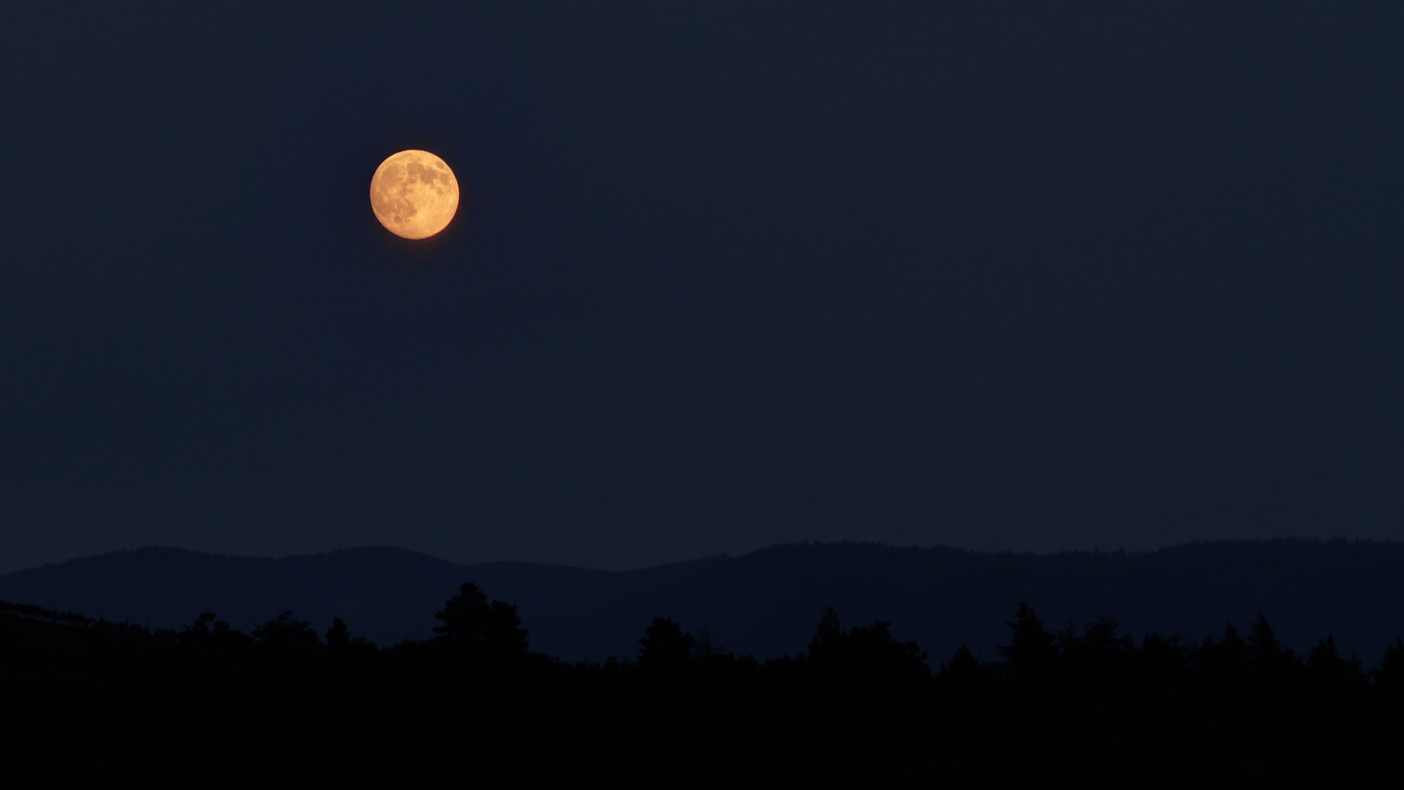 nuit sombre lune silhouettes ciel