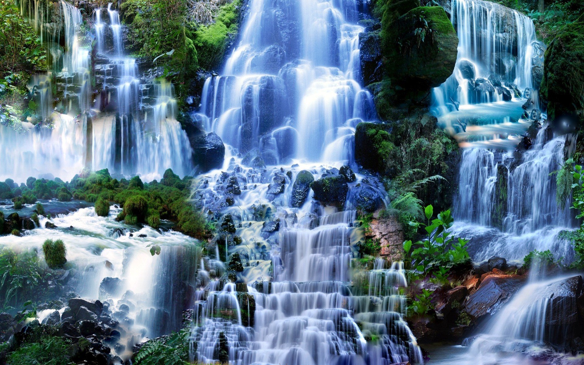 collage de cascade cascades nature paysage