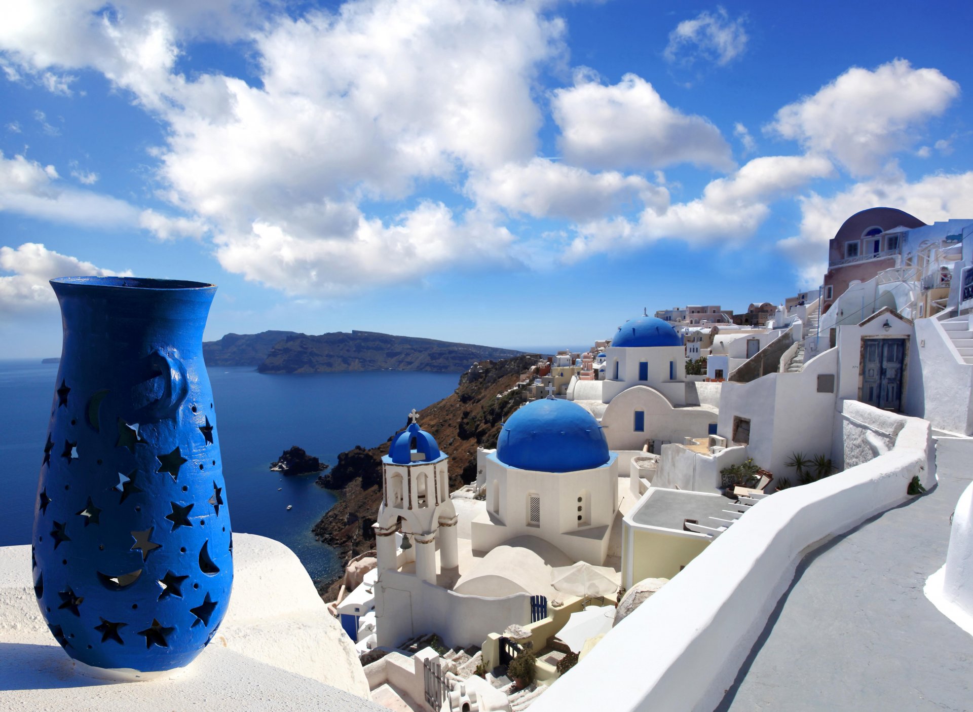 nature paysage mer maisons grèce santorin