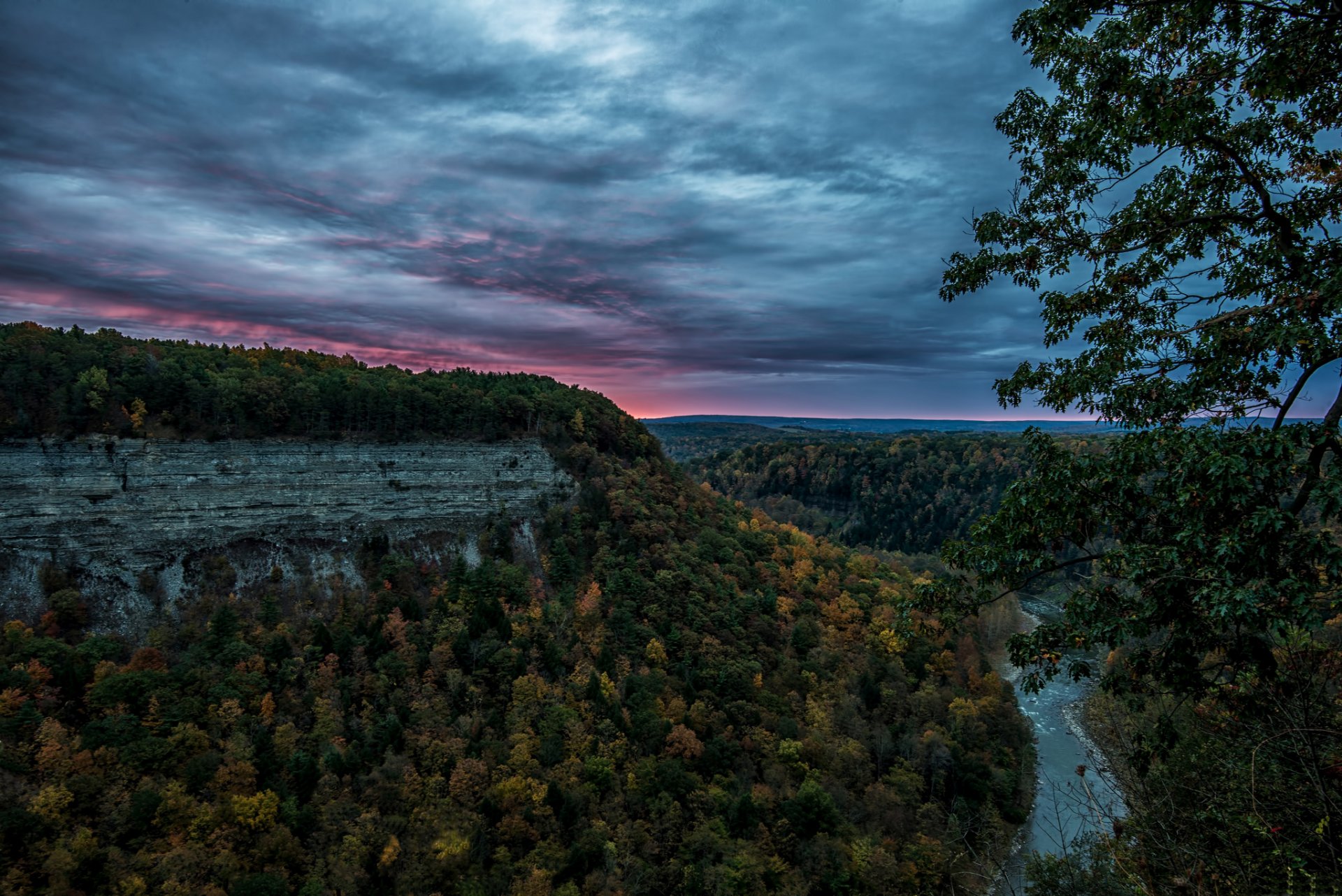 usa letchworth state park canyon wald fluss abend sonnenuntergang