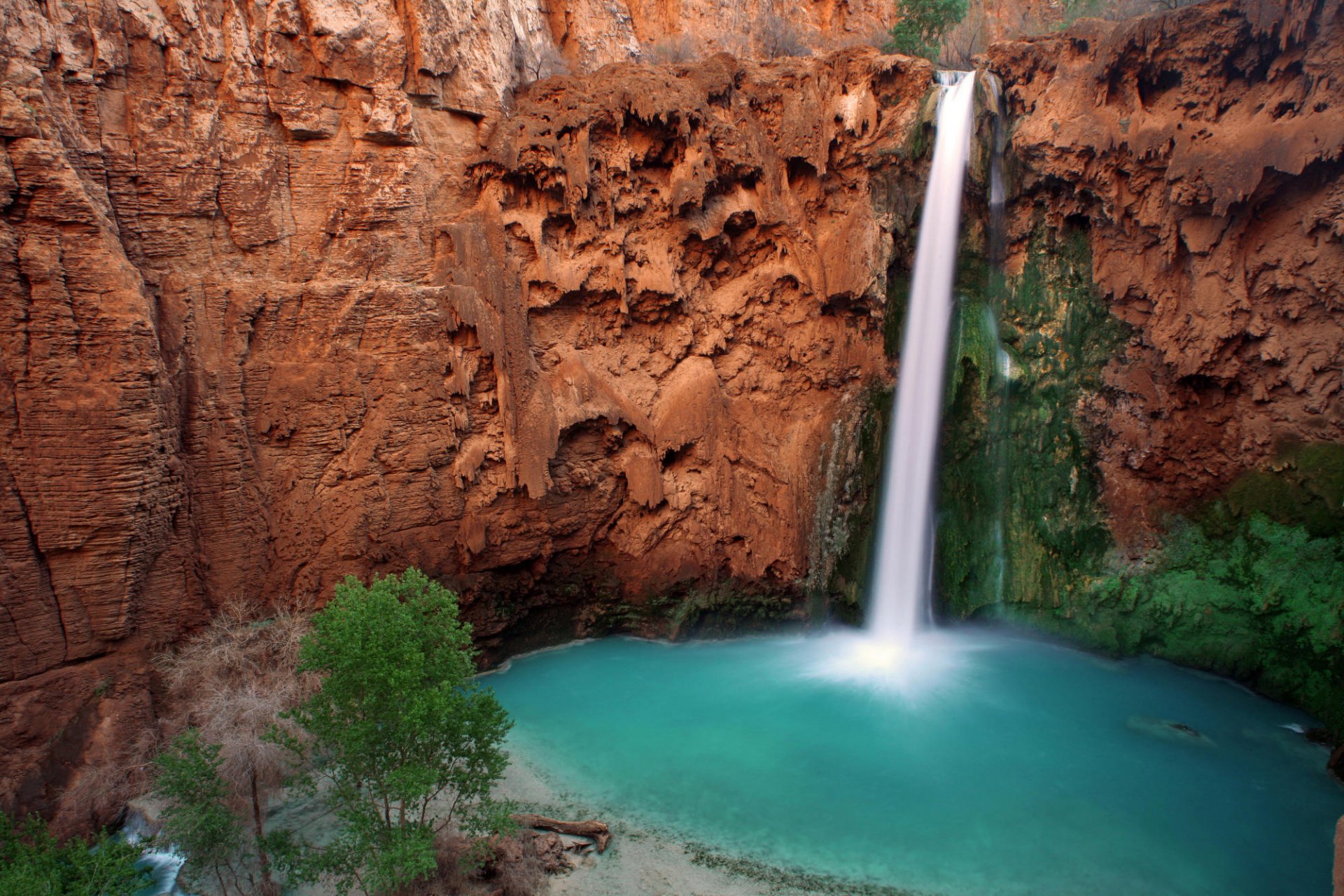 montañas río cascada naturaleza hawa sui falls hawasupai indian reserve gran cañón arizona