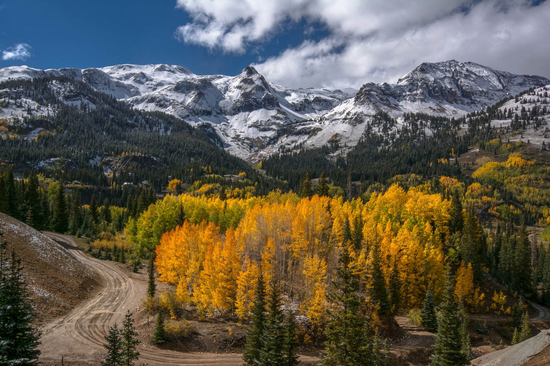 mountain forest road autumn