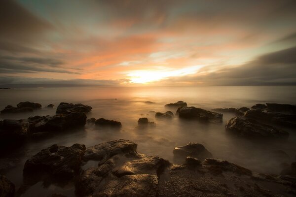 Widescreen Wallpaper Sonnenuntergang am Meer