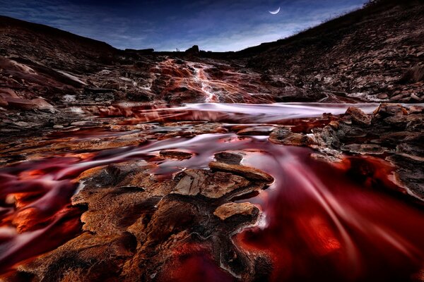 Red River in Spain at night