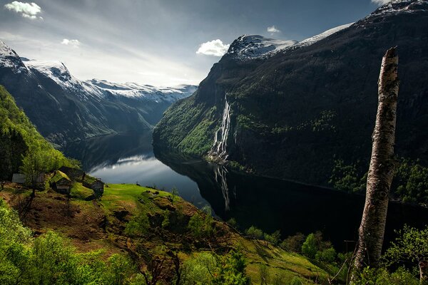 Fiordo verde Norvegese bello