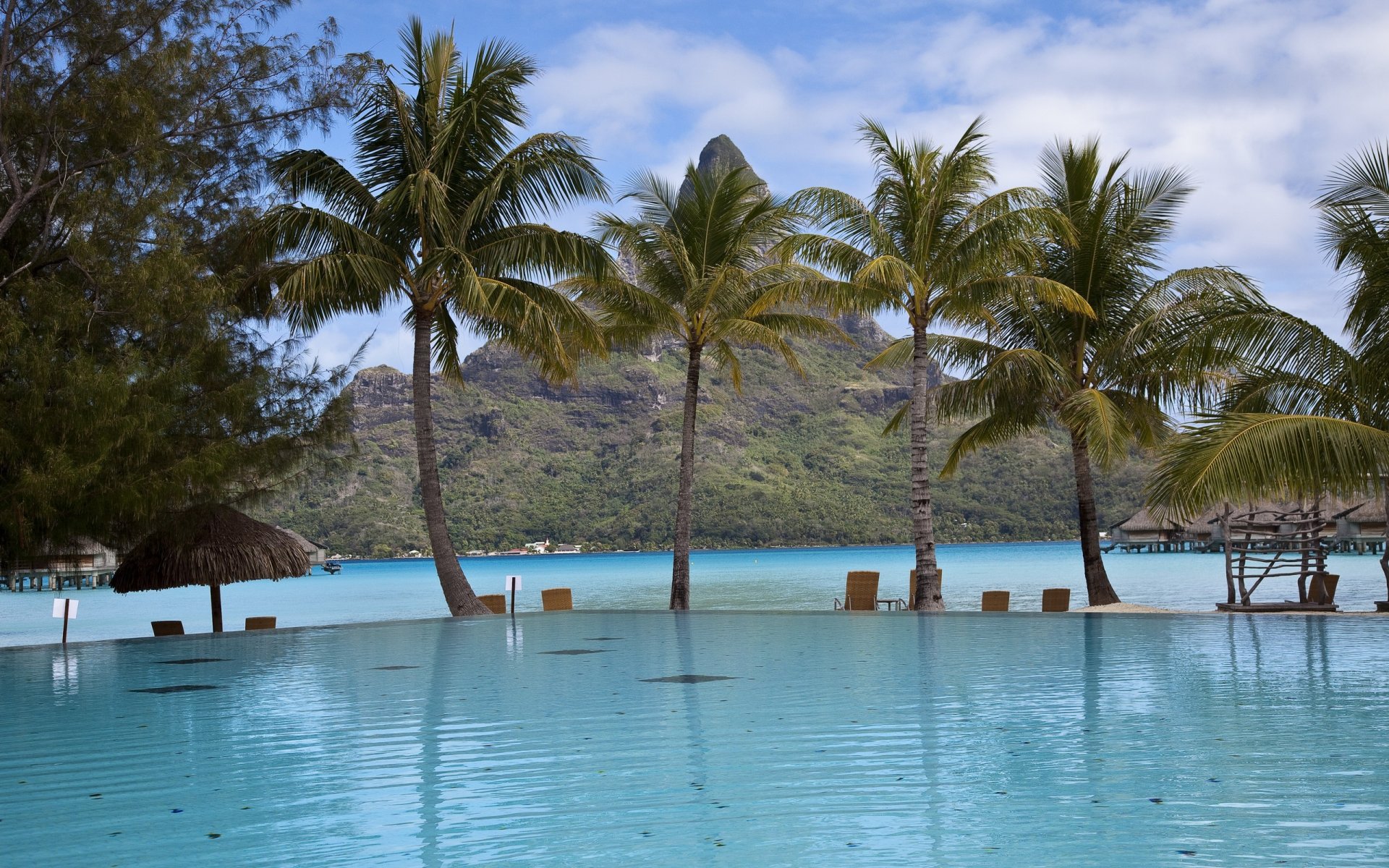 pool coastal palm cloud